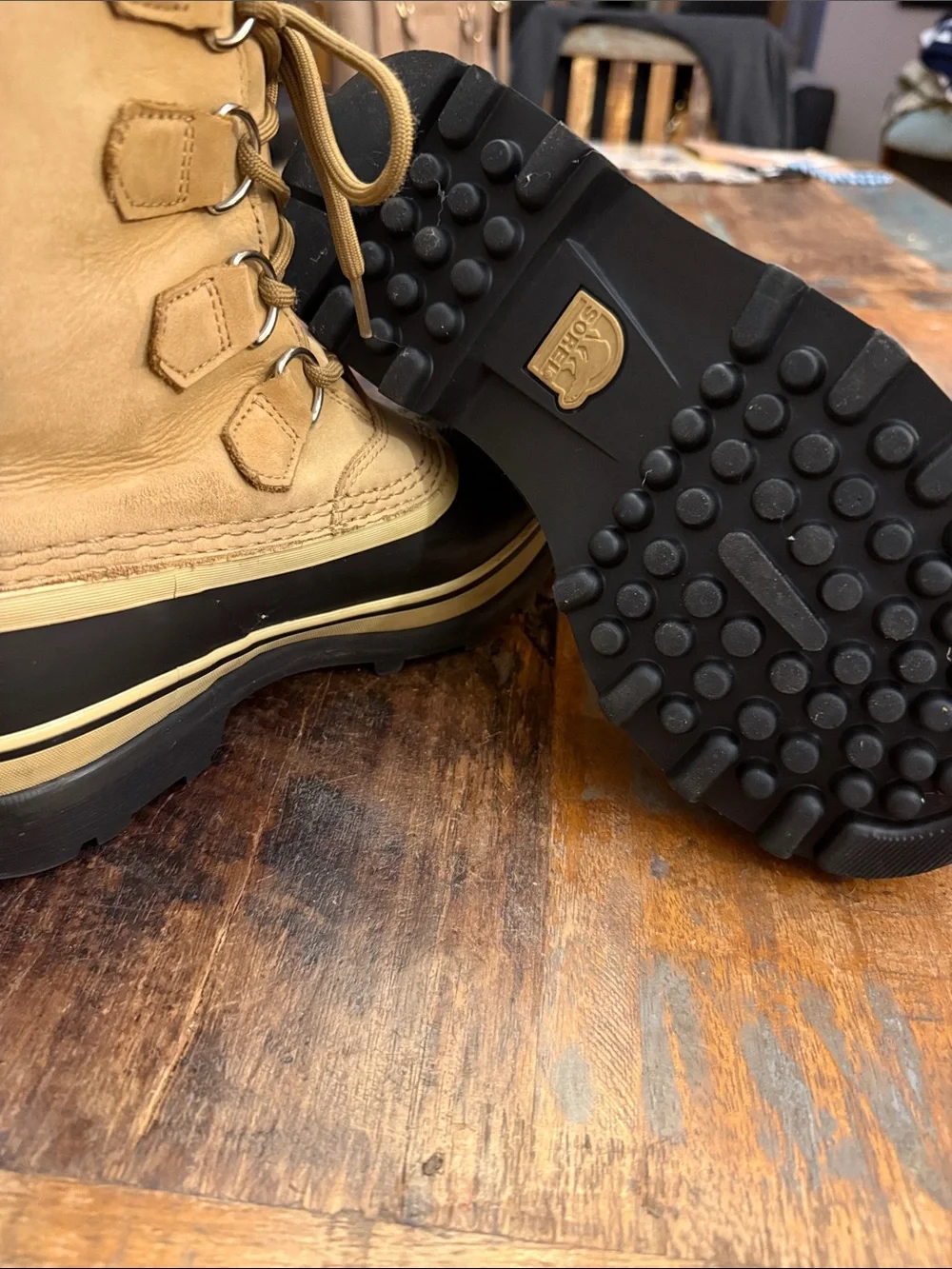 Sorel Tan and Black Caribou Waterproof Men's Winter Boots